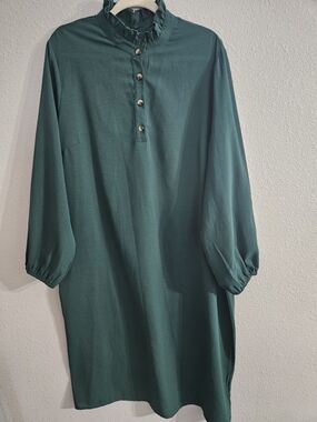 Shein 3XL Emerals Green Long-Sleeved Shift Dress